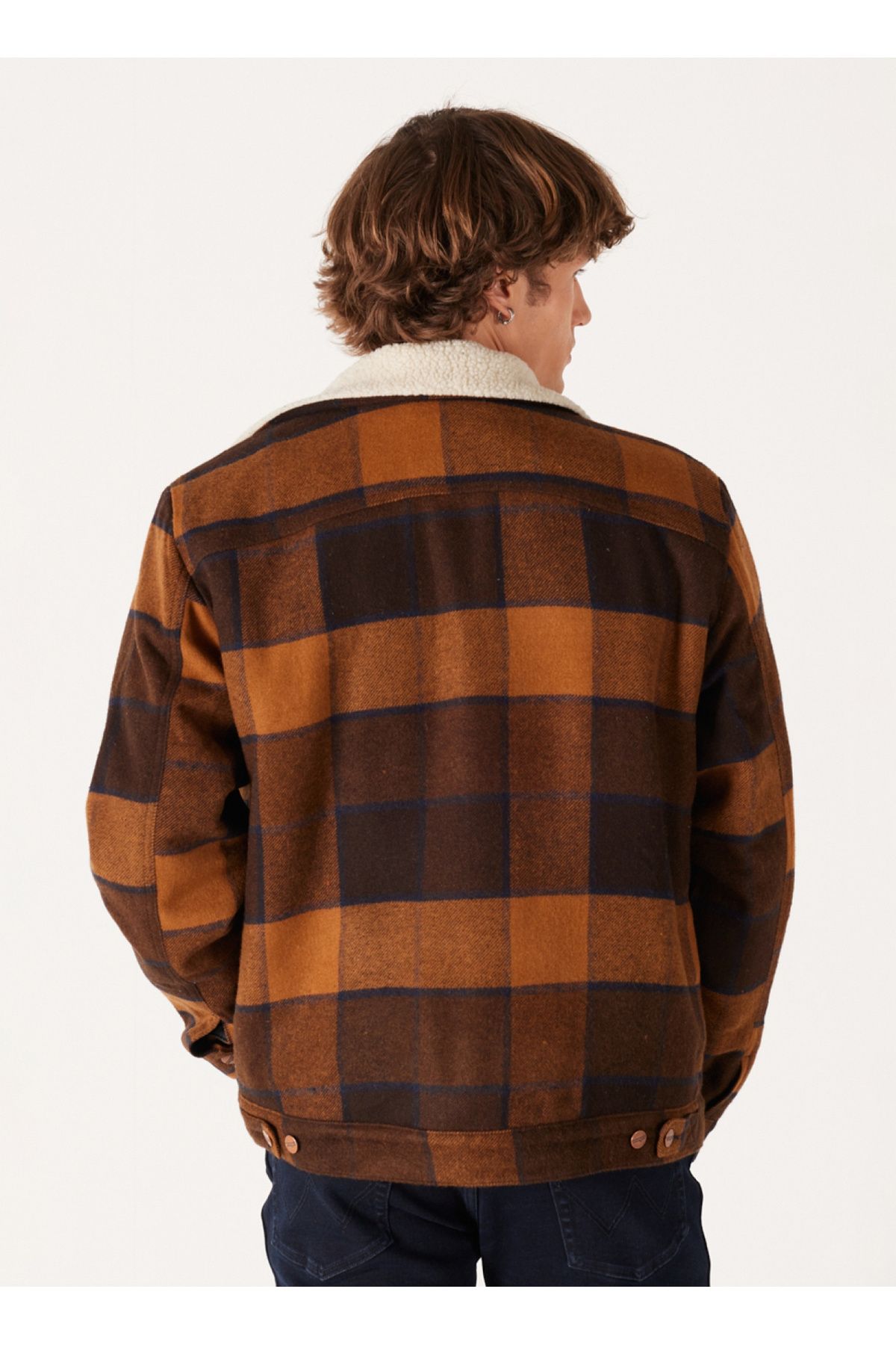 کت چند رنگ مردانه ژاکت قهوه Loose Fit W4E0XZZY80 JACKET Wrangler