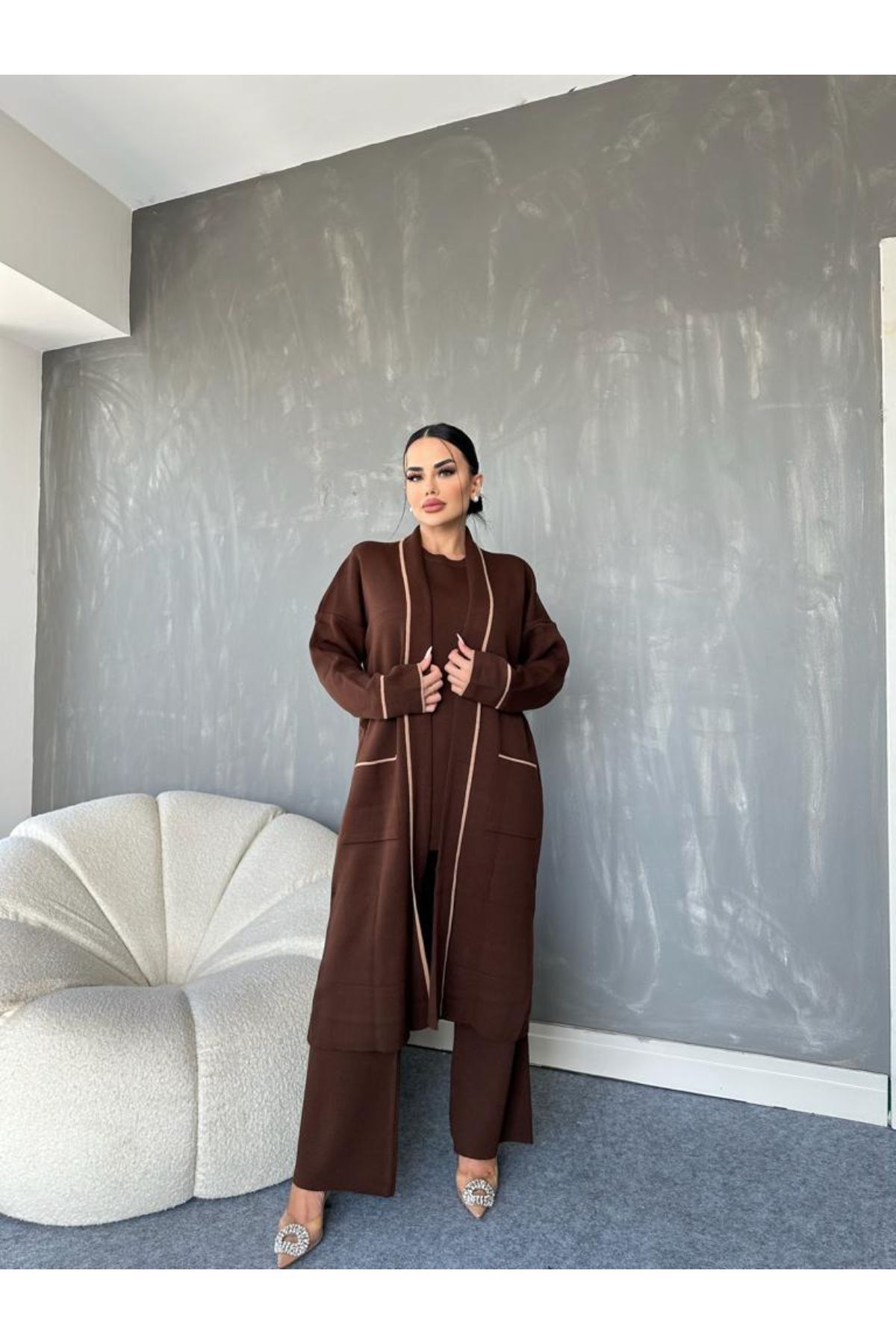MAY MARA WOMEN S COMFORTABLE 3 Piece SET WITH PIPE DETAILED BLOUSE