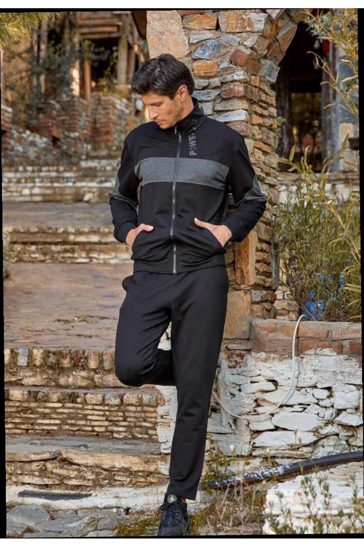 Mens shop black sweatsuit