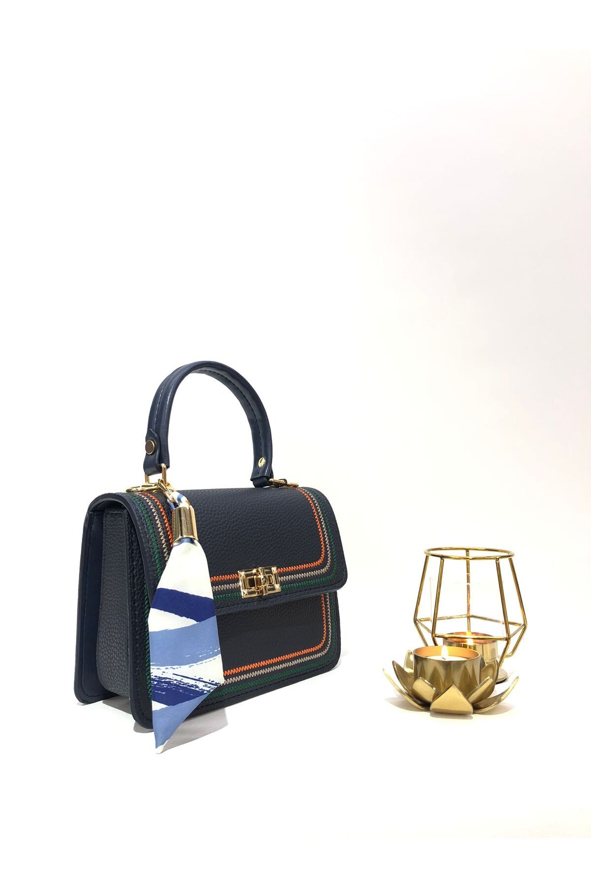 Navy and gold bag outlet