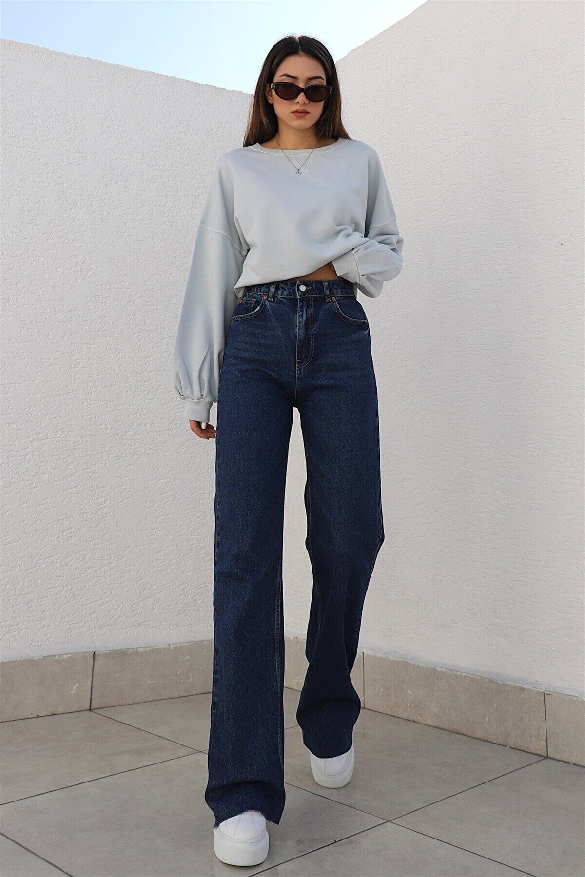 Trn JNS High Waist Casual Women s Navy Blue Super Leg Denim
