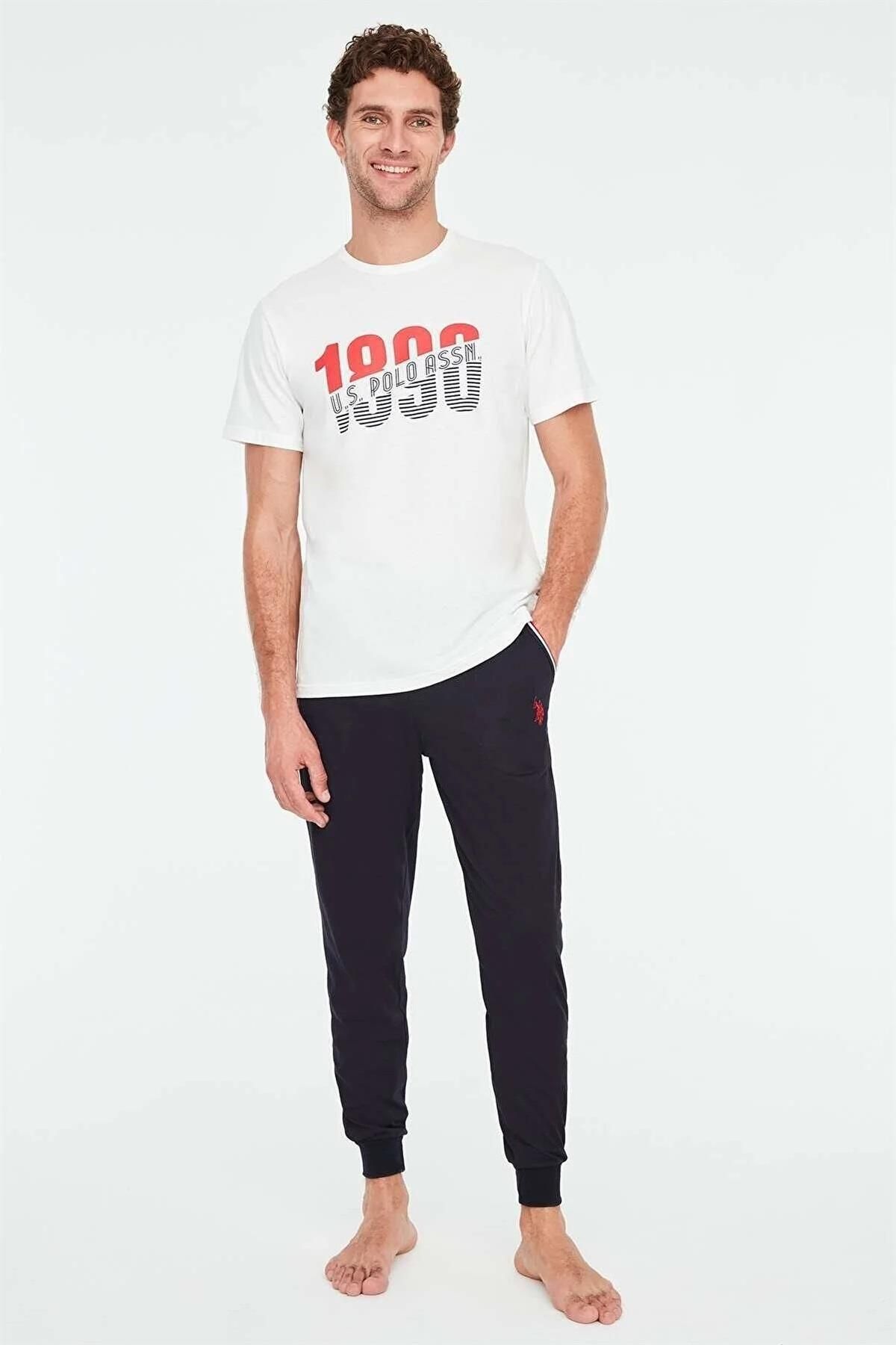 ست پیژامه مردانه لباس خواب پا باریک یقه گرد U.S. Polo Assn.
