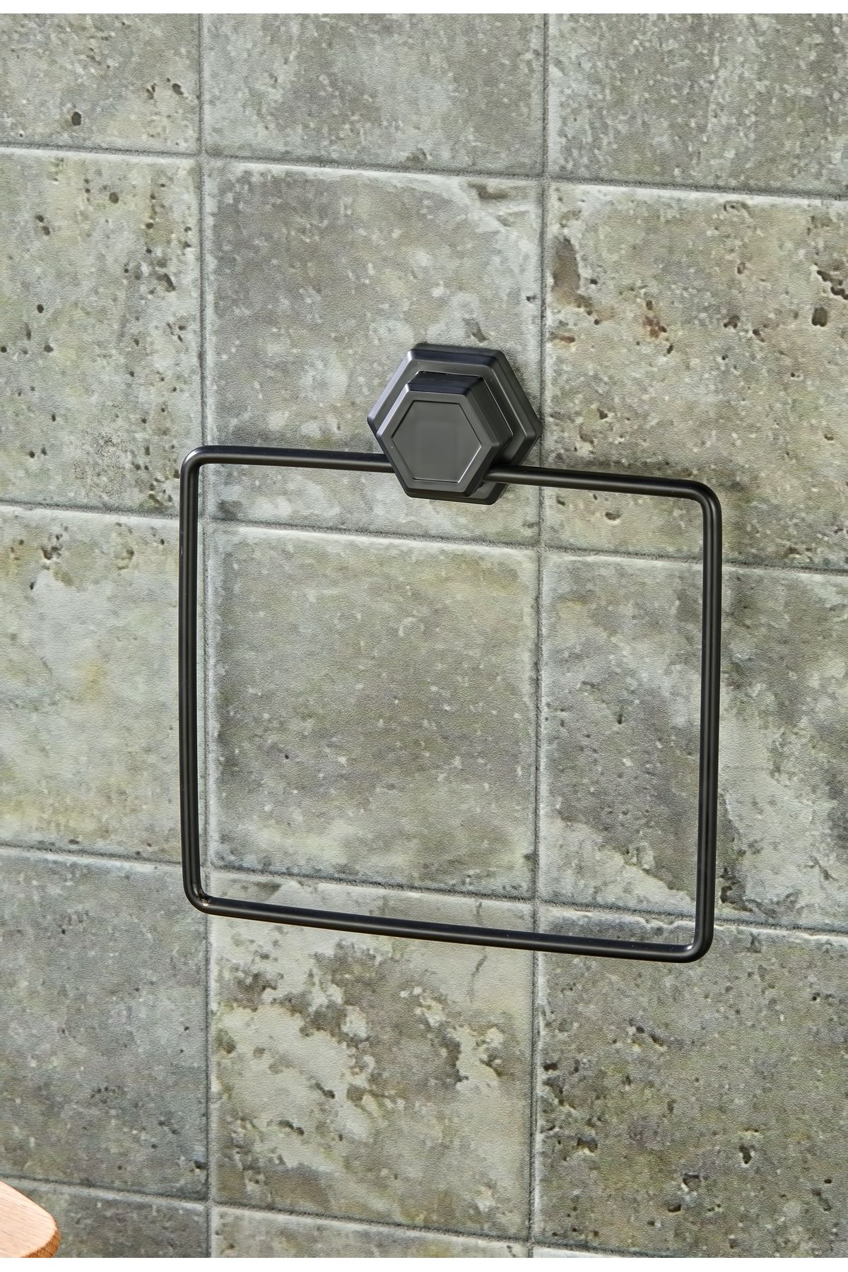 FBZhome-Adhesive Square Black Towel Holder Rack Bathroom Organizer 2