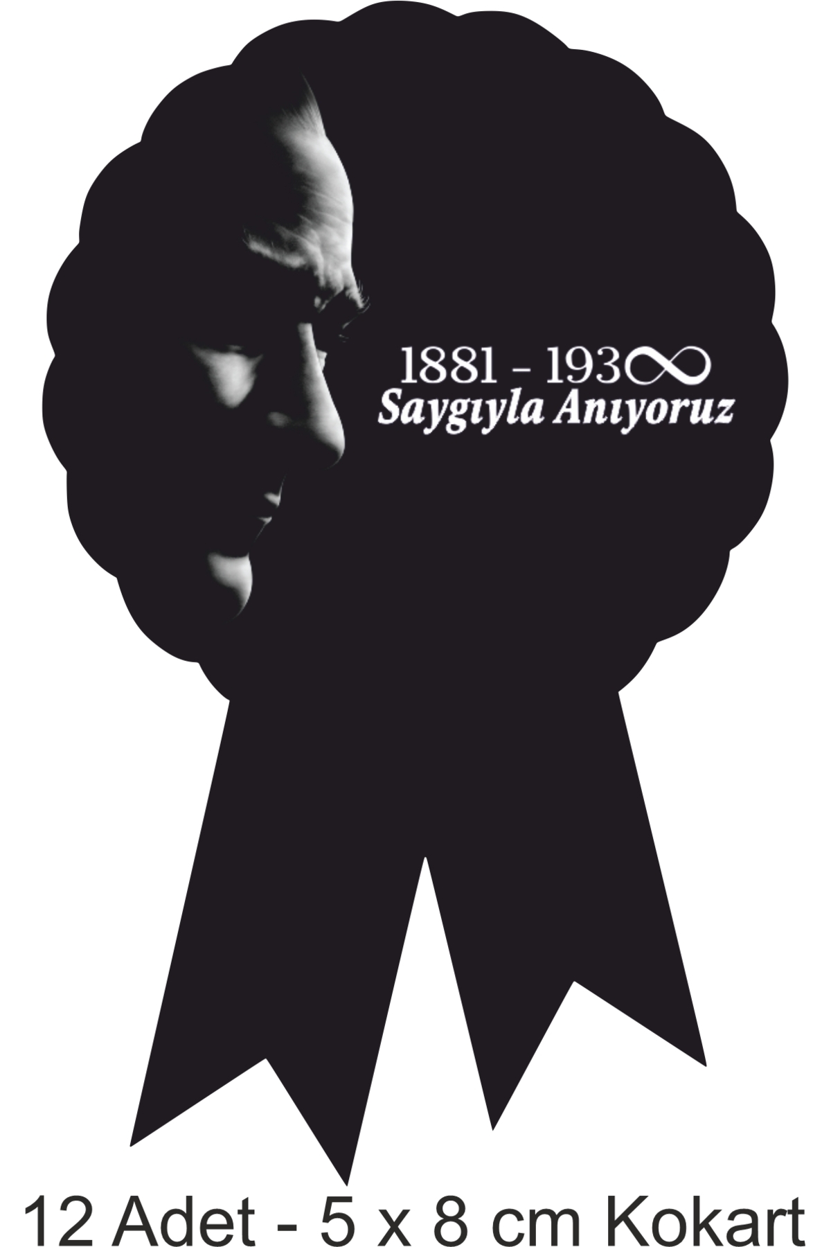Atölye7Tasarım Atatürk Anma Kokart 5 x 8 cm 12 Adet HD Yüksek Kaliteli Sticker Etiket Çıkartma