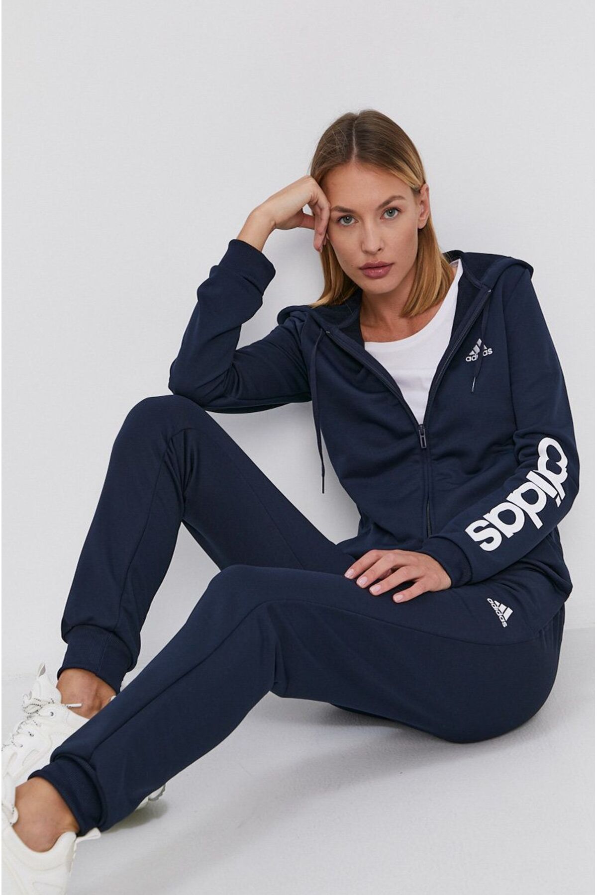 Navy blue womens adidas clearance tracksuit