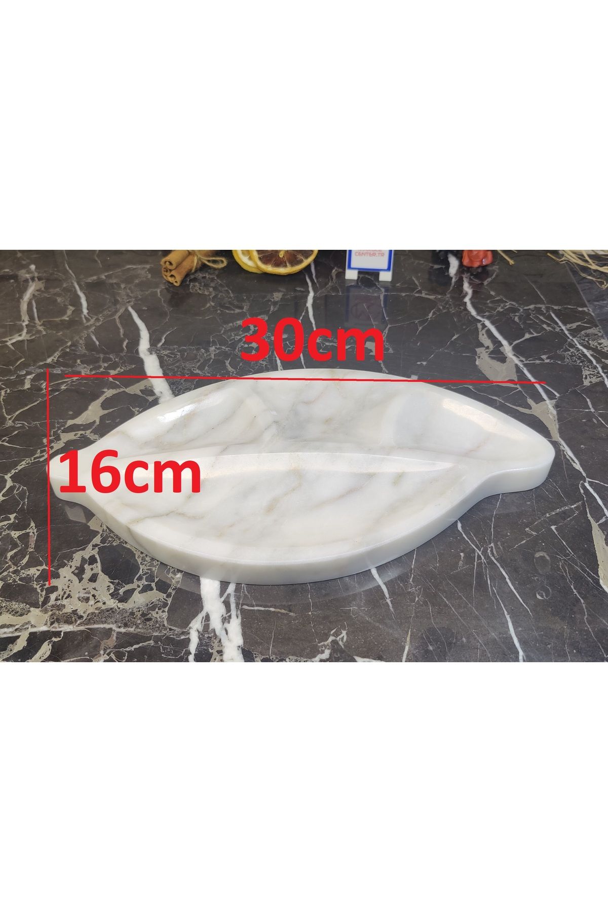 Marblecenter-Marble Presentation Bowl, Nuts Bowl, Leaf Patterned 3-Compartment Serving Plate 6