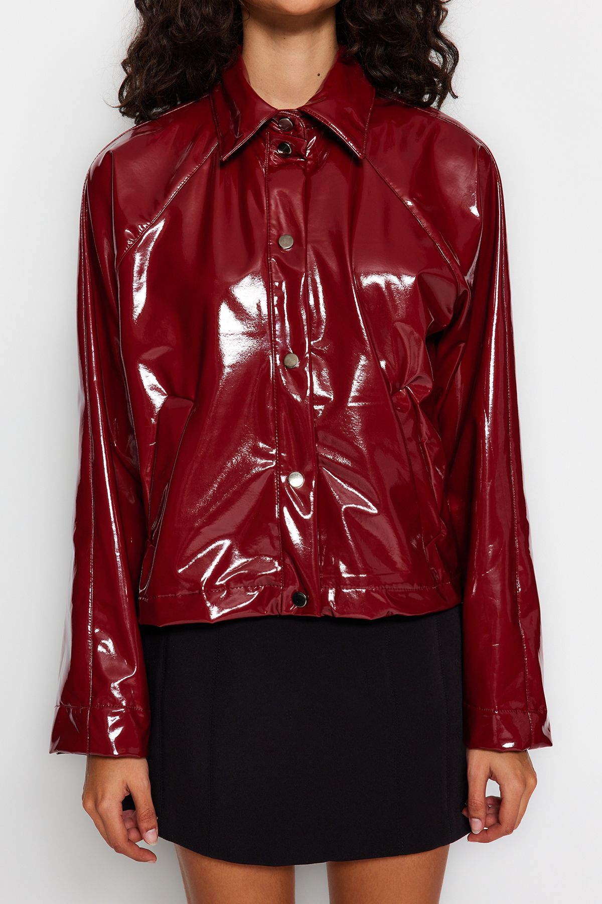 Trendyol Collection-Claret Red Shiny Jacket Coat TWOAW24MO00350 4