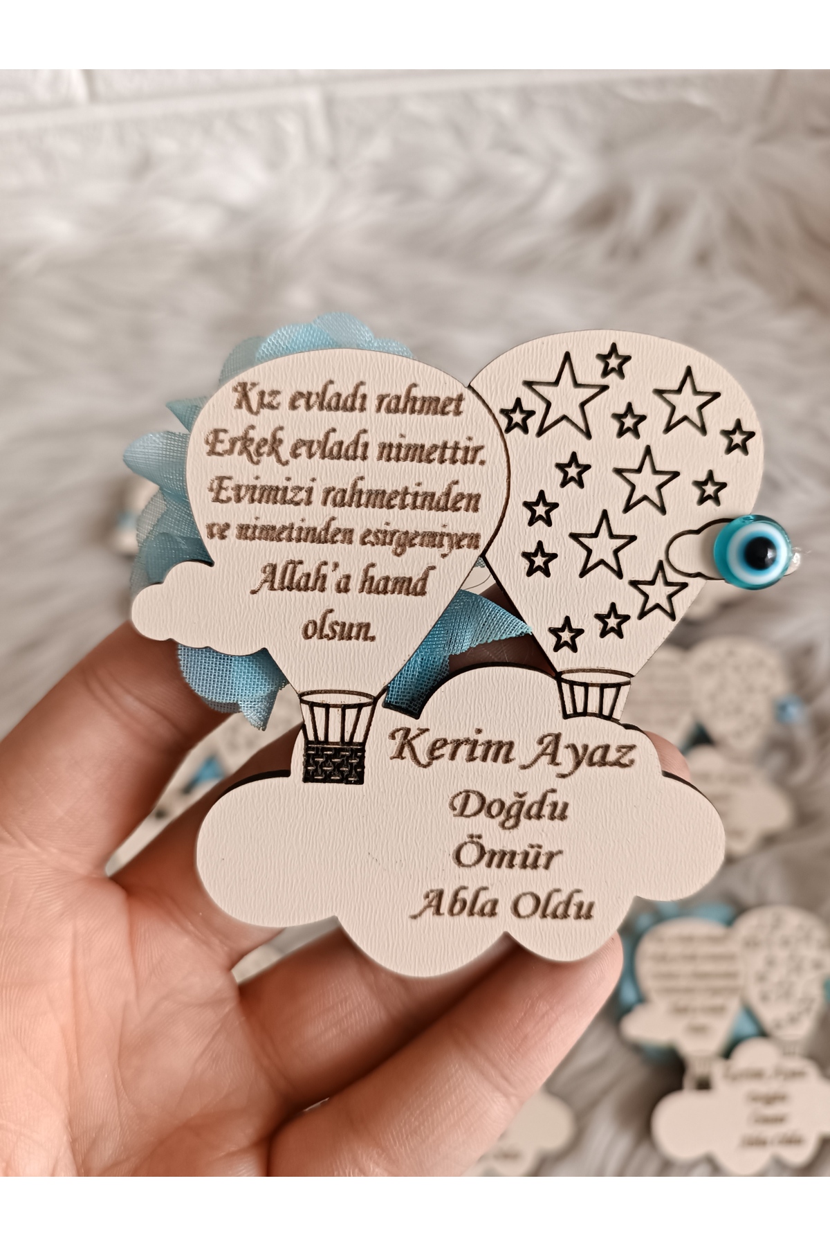 doğrukan 20 Adet Uçan Balon Ahşap Yenidoğan Doğum Günü Bebek Magnet Hediyelik fotoğrafı 7 (önizleme)