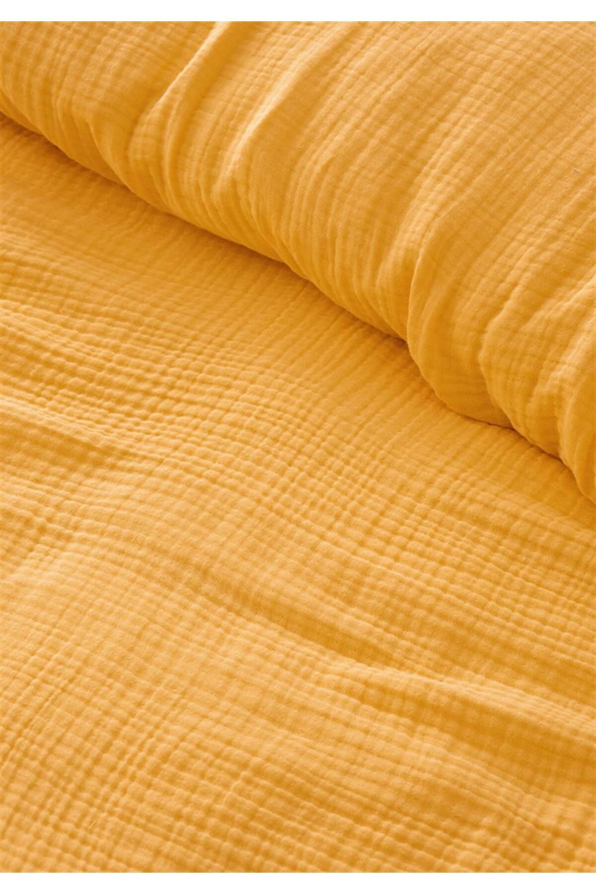 Denizli Concept-Yellow 4 Layer Muslin Single Bedspread - Soft & Breathable Fabric 2