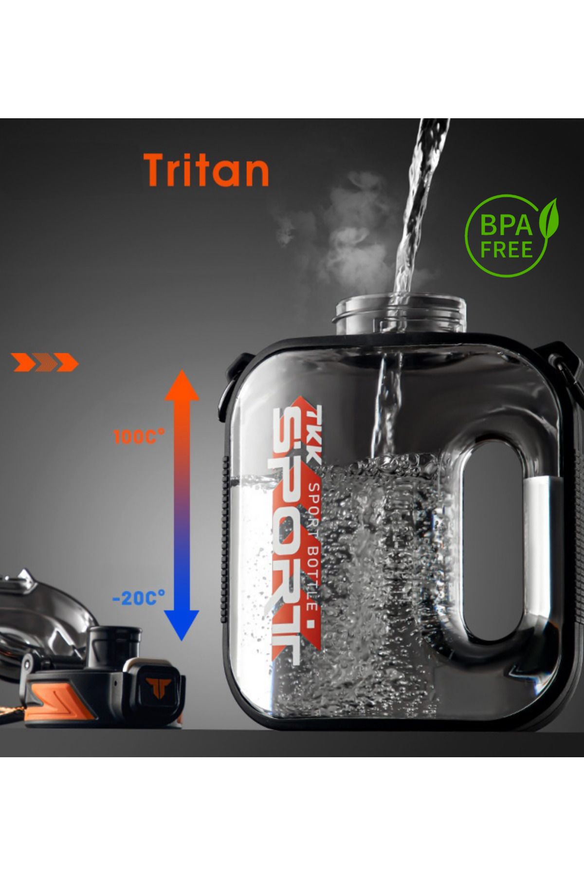 Vagonlife-TKK 1600 ml Leakproof Tritan Sport Flask with Straw and Carrying Strap Suitable for Use Without Straw 6