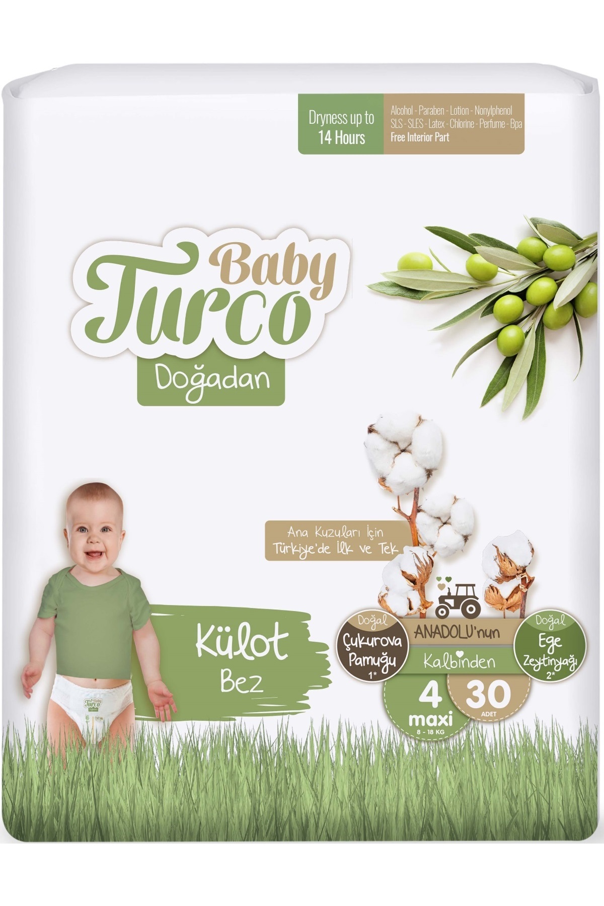 Baby Turco Külot Bebek Bezi Doğadan Beden:4 (8-18kg) Maxi 180 Adet Jumbo Avantaj Pk fotoğrafı 3 (önizleme)