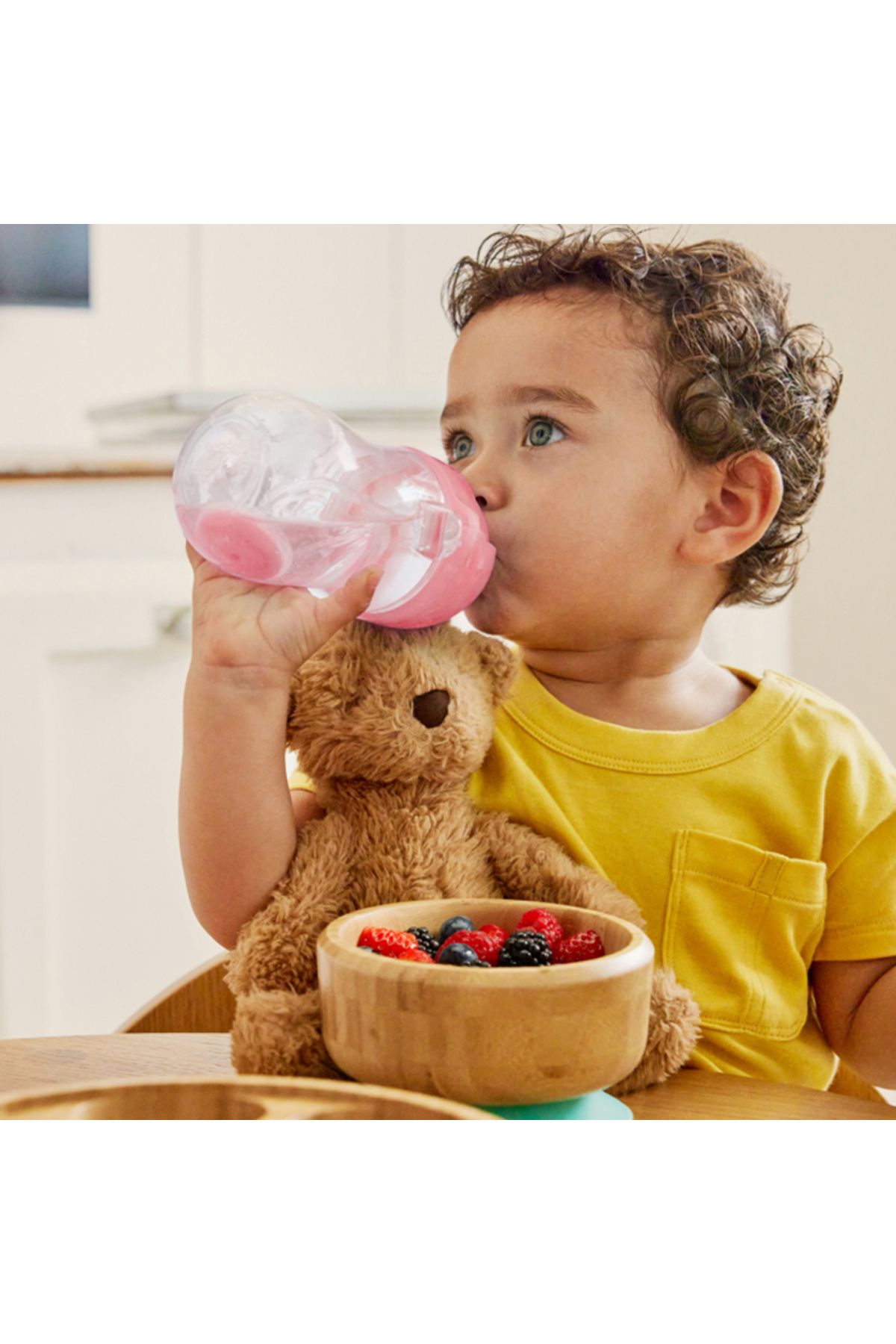 Munchkin-Click Lock Spout Drinking Cup with Straw, 12 months, 296ml, Green & Pink, Pack of 2 5