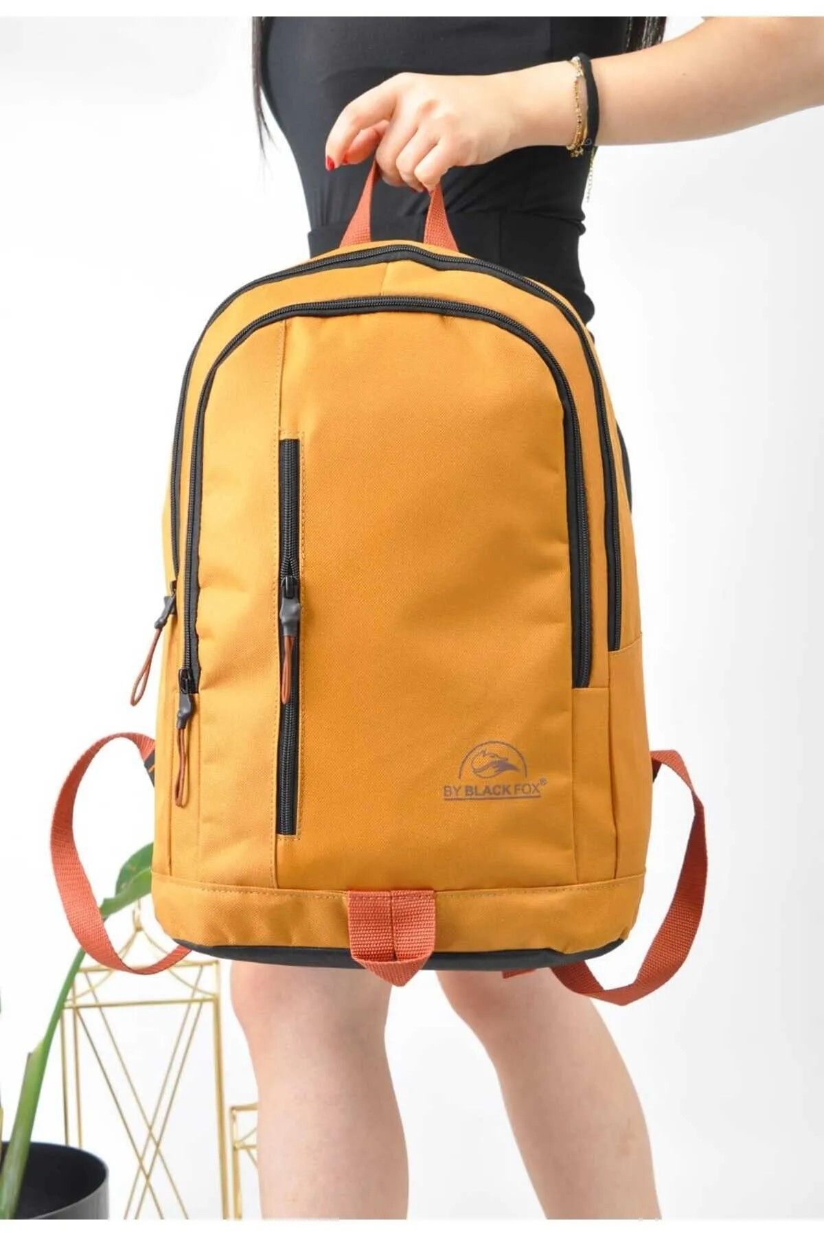 GNC DES GN Unisex Plain Mustard Daily Travel Backpack School Bag