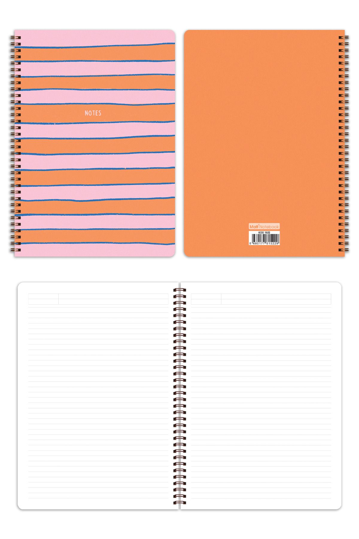 Matt Notebook-A4 Spiral School Notebook 80 sheets Set of 4 - Lined 6