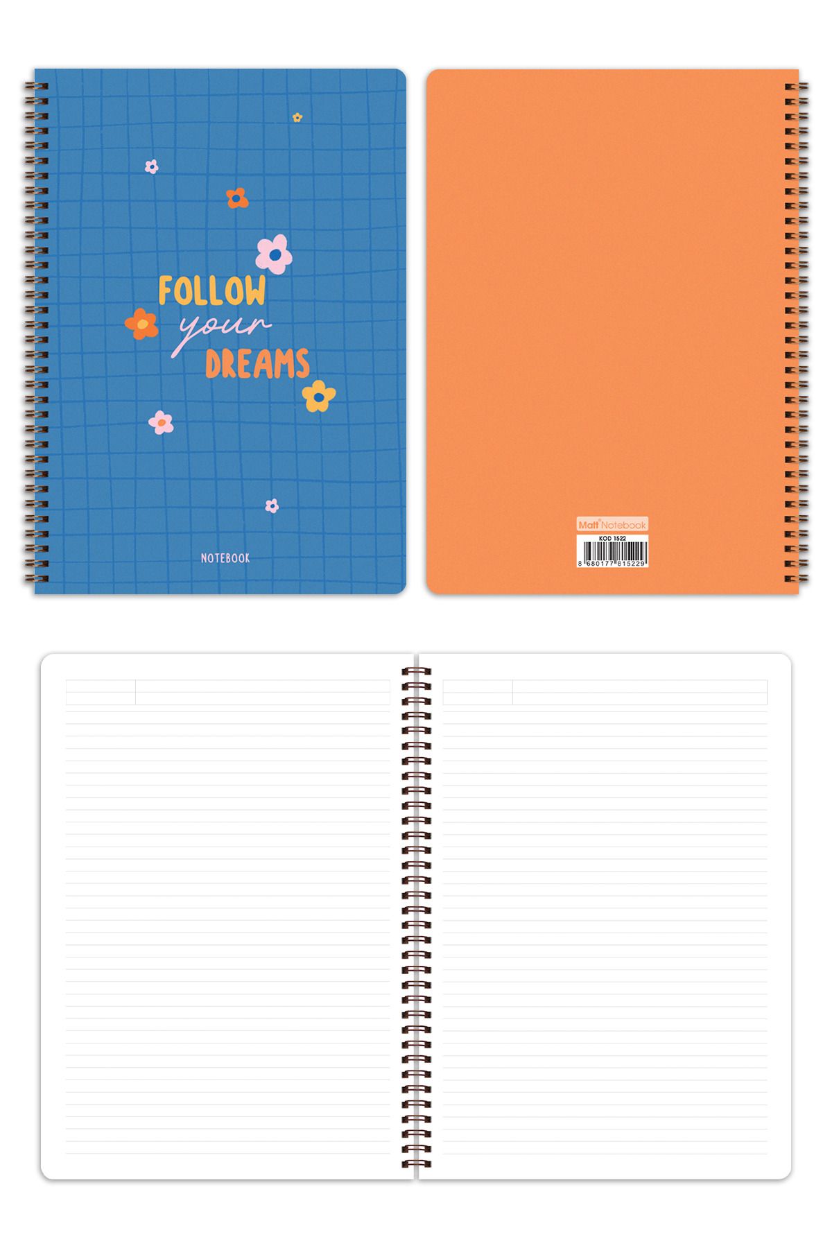 Matt Notebook-A4 Spiral School Notebook 80 sheets Set of 4 - Lined 5