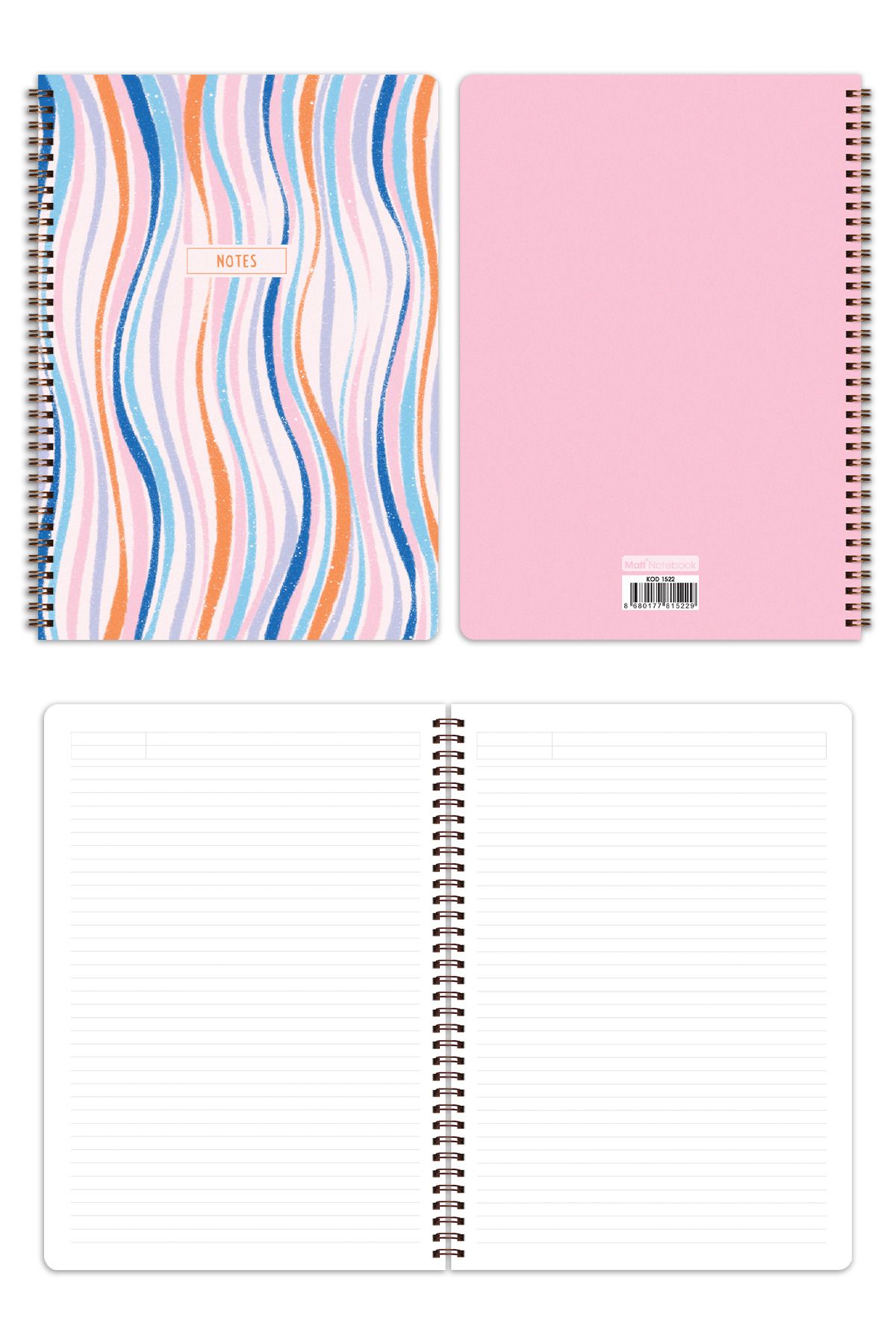 Matt Notebook-A4 Spiral School Notebook 80 sheets Set of 4 - Lined 8