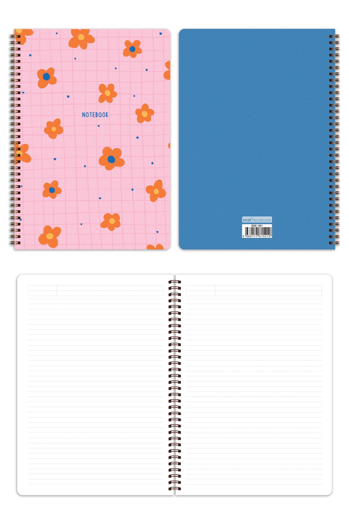 Matt Notebook-A4 Spiral School Notebook 80 sheets Set of 4 - Lined 7
