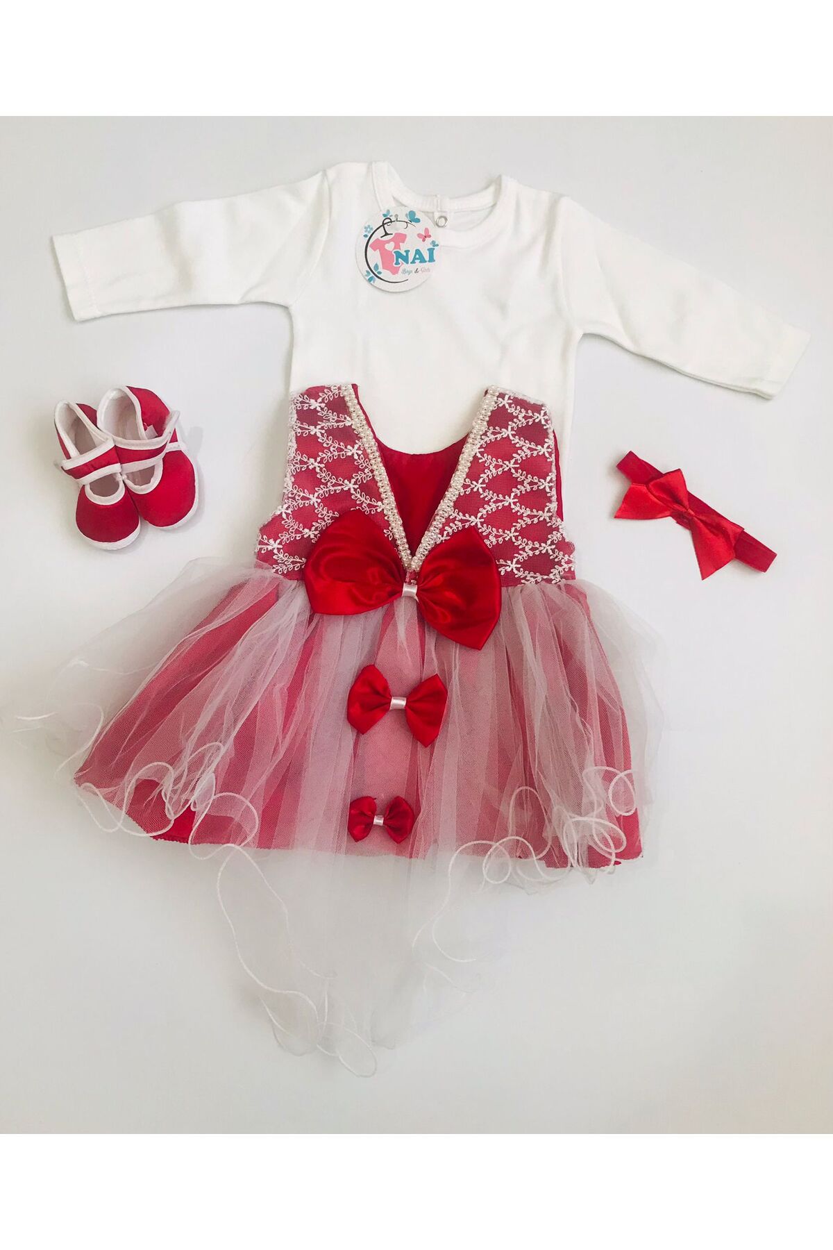 4-Piece Lace Tulle Bow Set