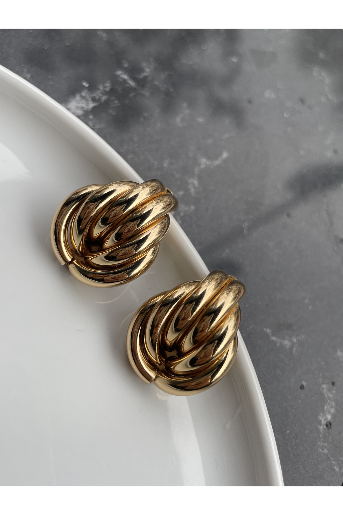 Hailey Series Gold Boúr Earrings