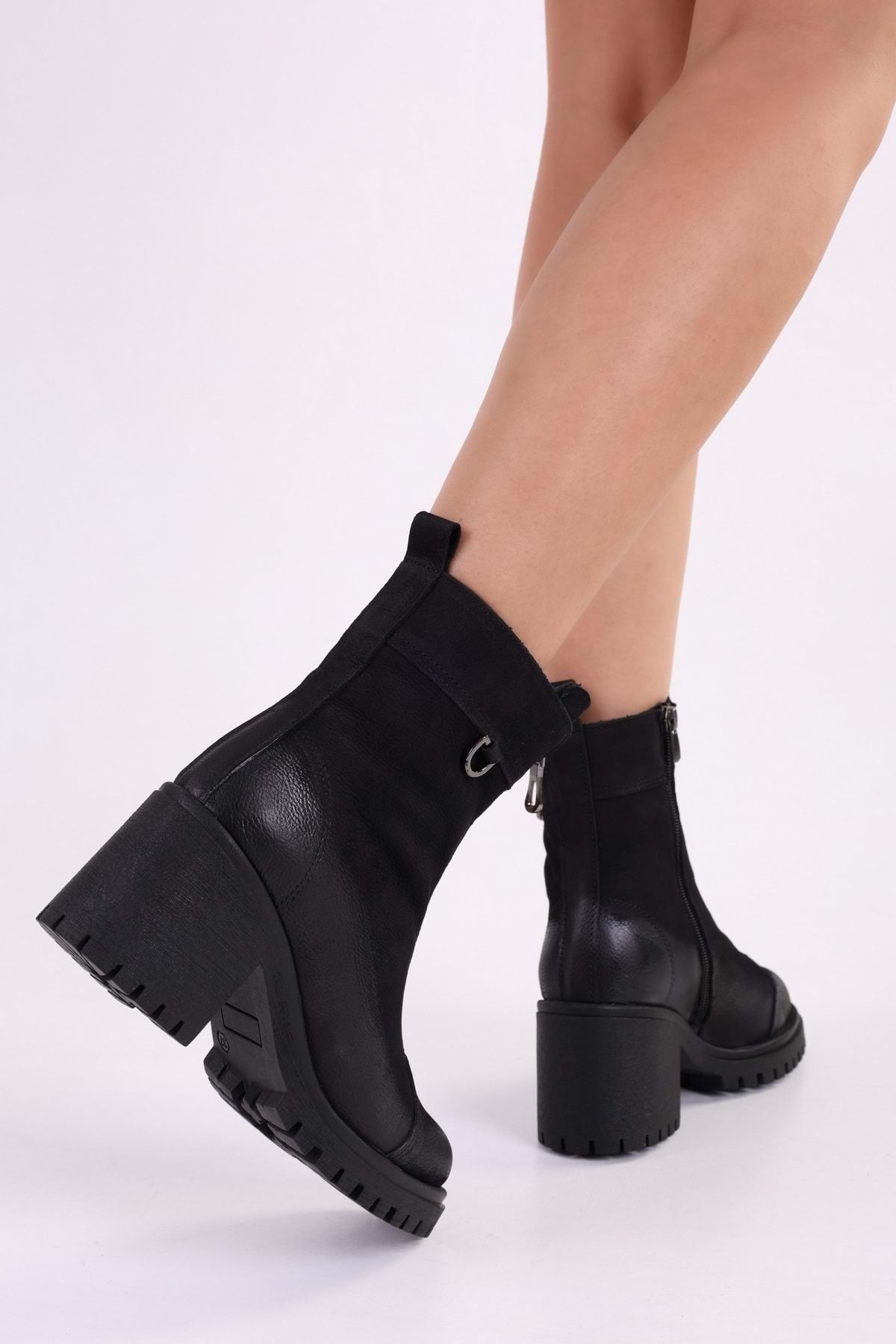 Shoeberry Women s Elsie Black Genuine Suede Leather Daily Heeled