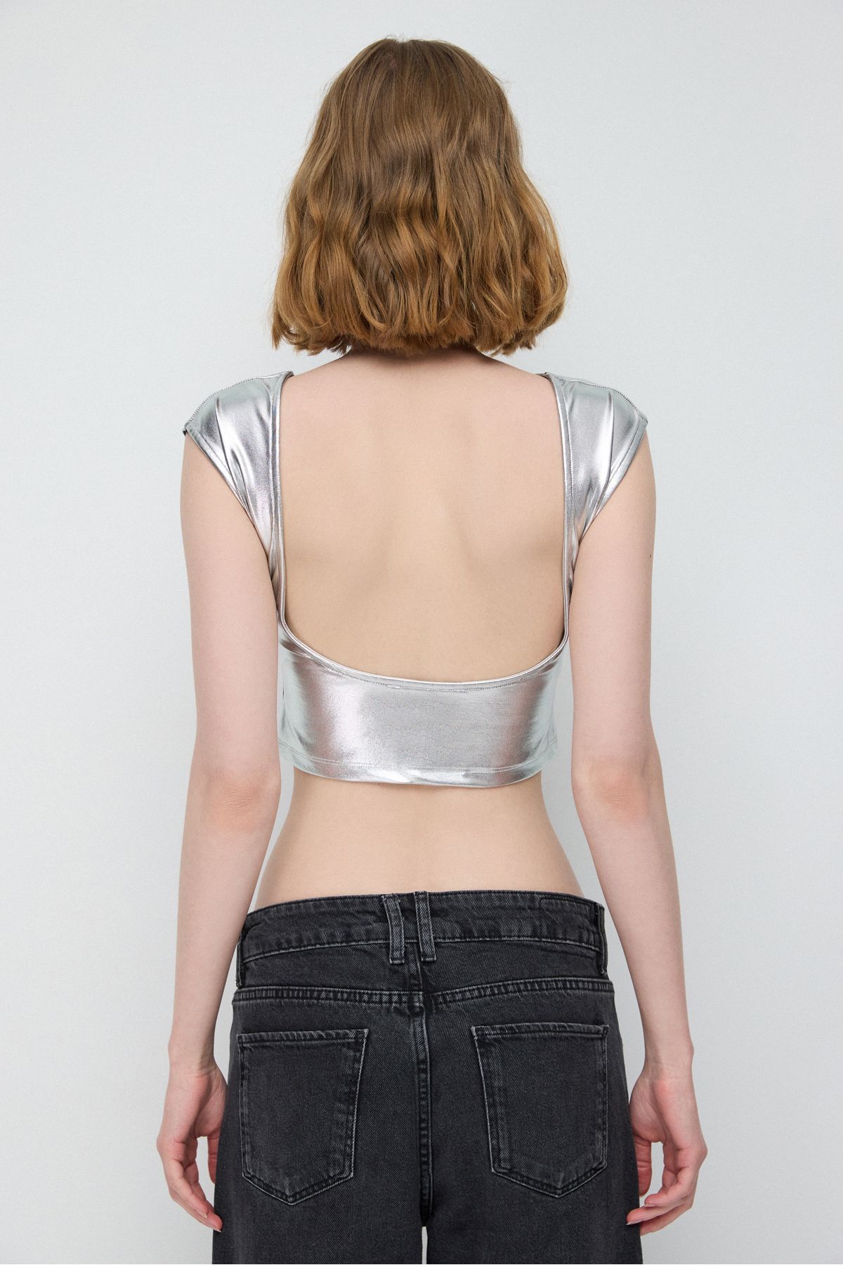 No Matter What-Shiny Backless Basic Crop Top 5