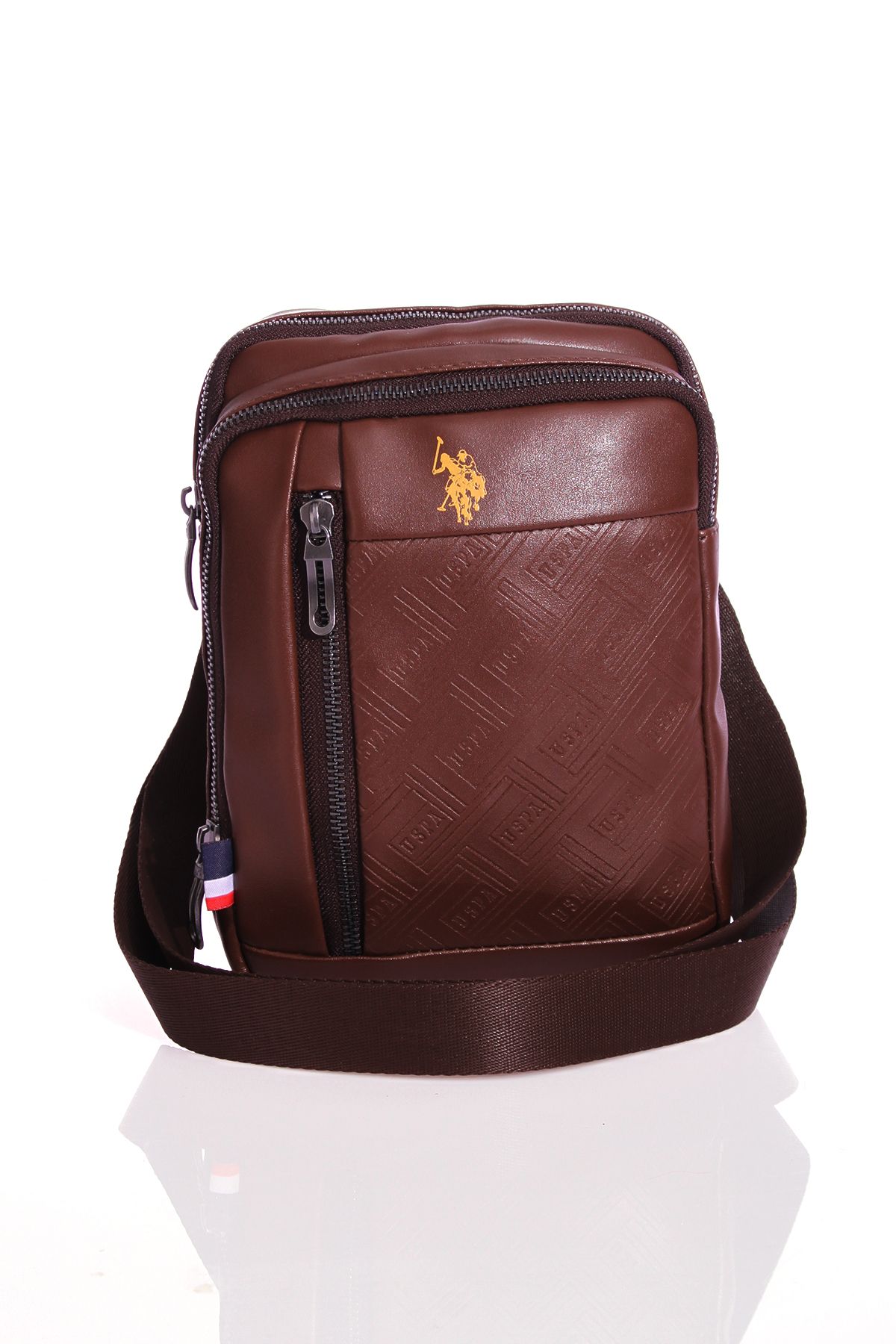 BASE. POLO ASSN. کیف شانه ای 23644 با بند کیف پستی قهوه ای U.S. Polo Assn.