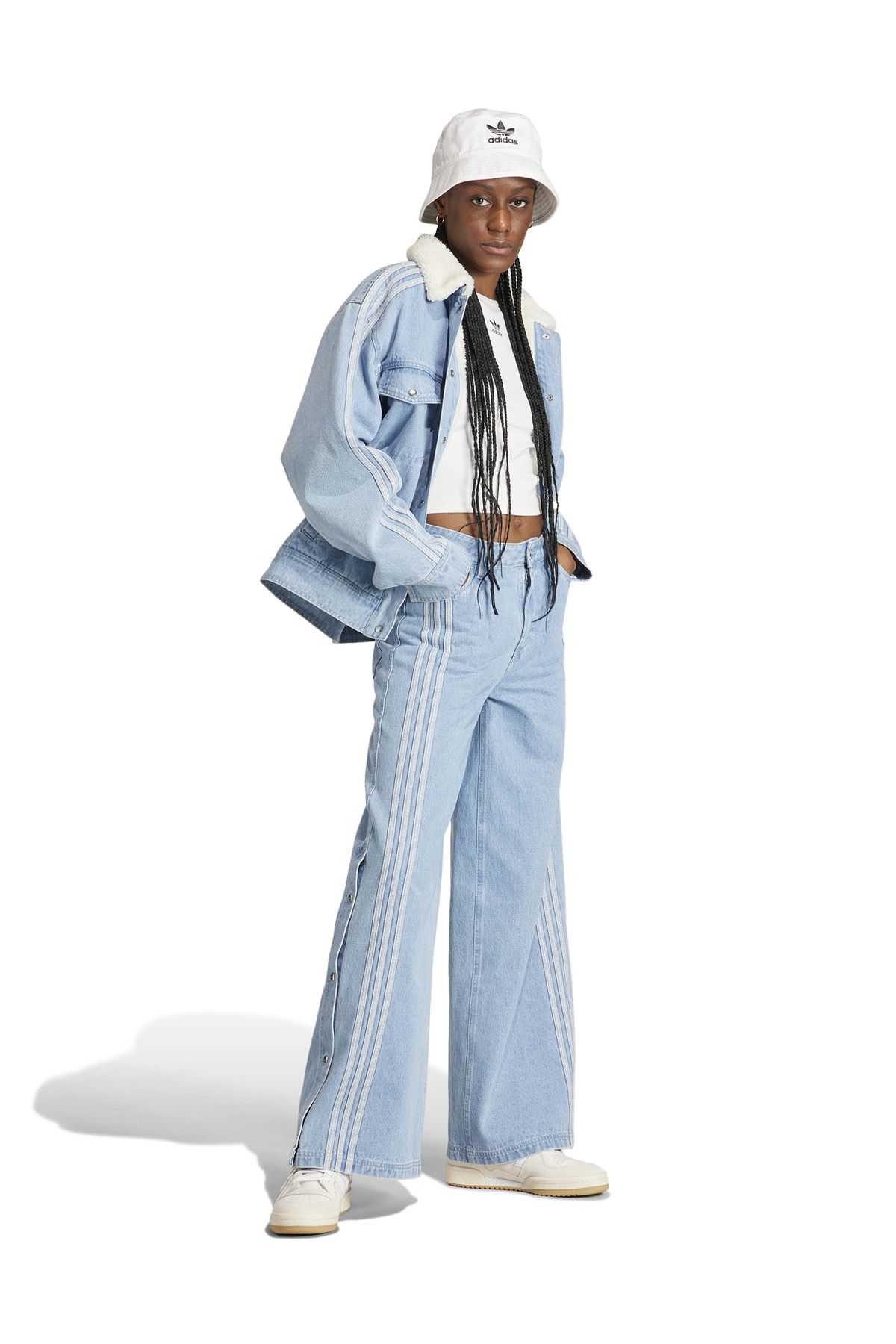 Denim jacket adidas pants top