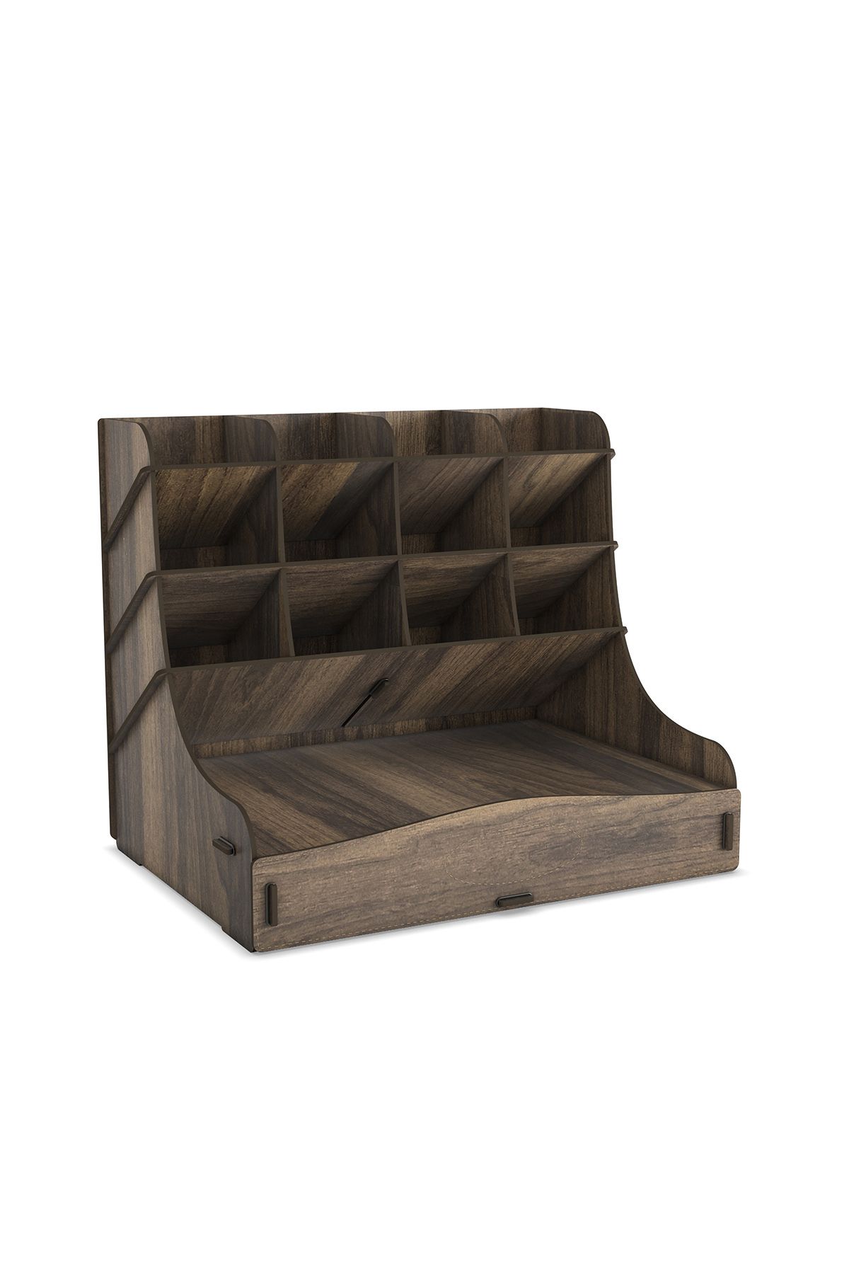 Mingitav-Chamber 12 Compartment Large Size A4 Document Shelf - Pen Holder and Desktop Organizer with Drawer 6