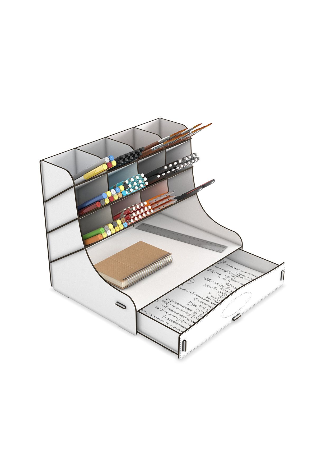 Mingitav-Chamber 12 Compartment Large Size A4 Document Shelf - Pen Holder and Desktop Organizer with Drawer 6
