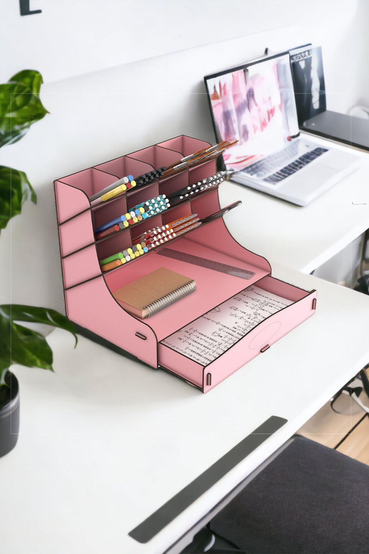 Mingitav-Chamber 12 Compartment Large Size A4 Document Shelf - Pen Holder and Desktop Organizer with Drawer 2