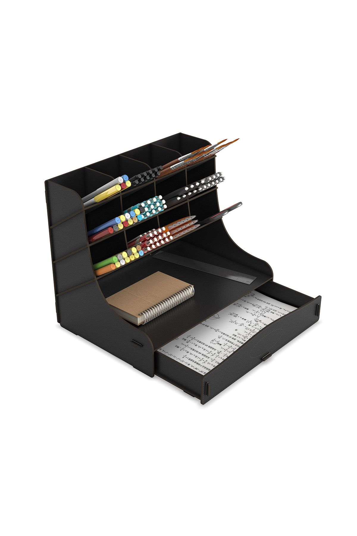 Mingitav-Chamber 12 Compartment Large Size A4 Document Shelf - Pen Holder and Desktop Organizer with Drawer 5