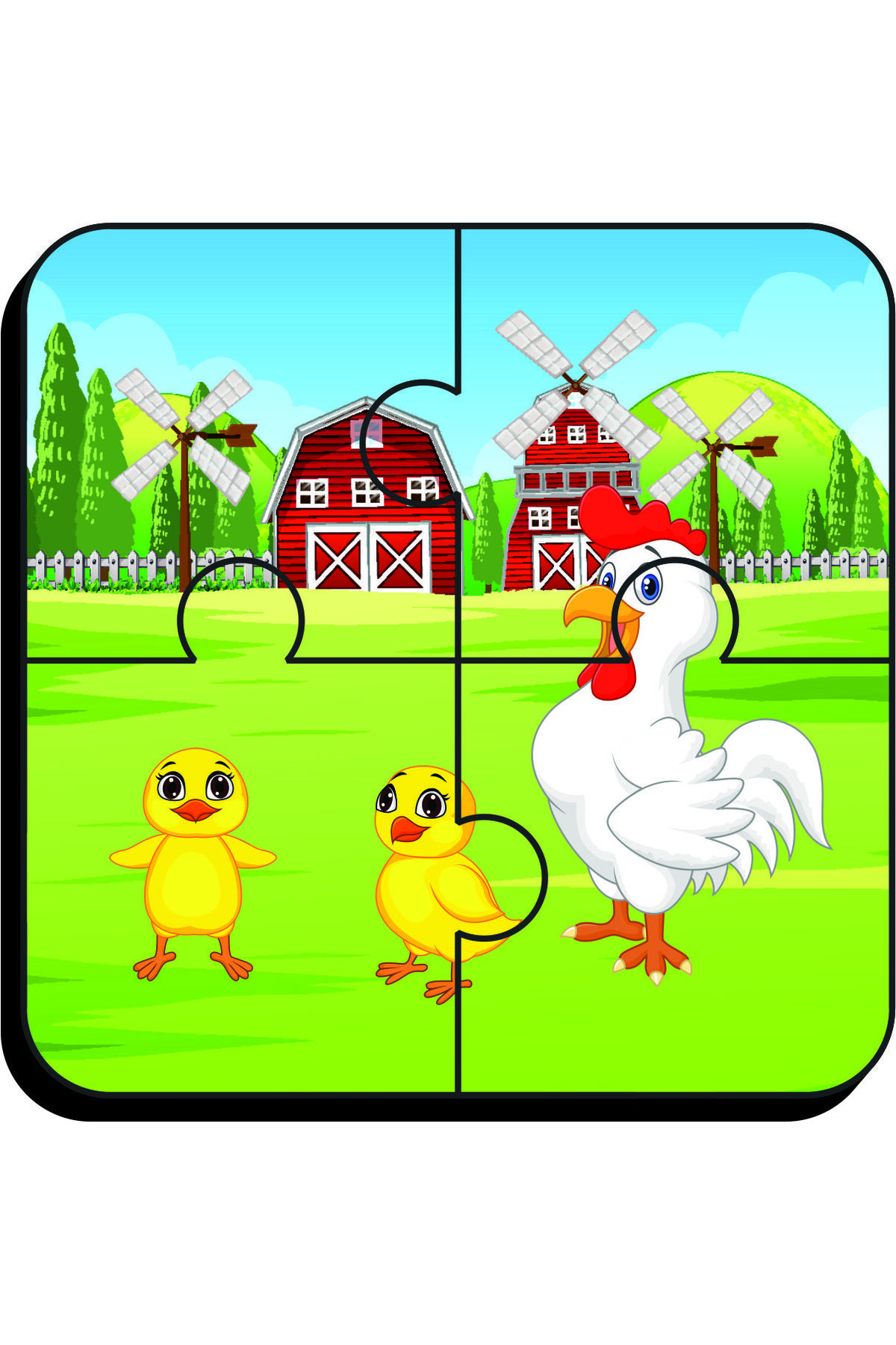 Sipylum Doğal Ahşap 1 Adet 4 Parça Yapboz Bebeğimin İlk Puzzle Seti