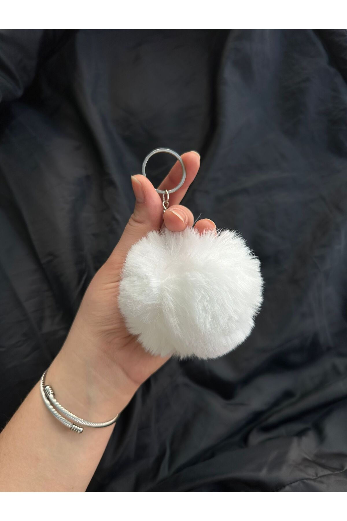 White puff keychain outlet