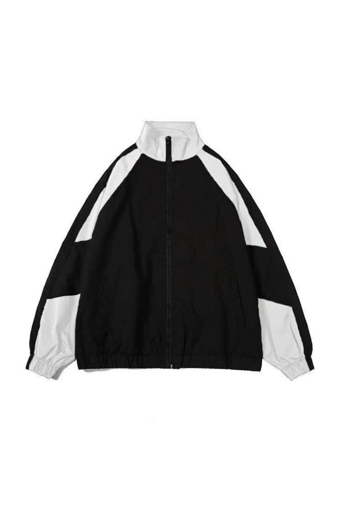 K stebek Parachute Fabric Seasonal Black and White Polo Collar