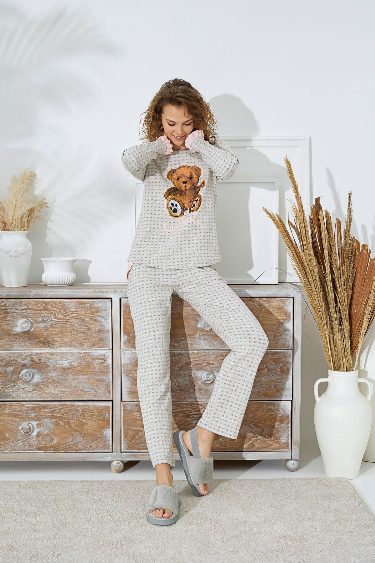 Sevim Set Pijamase Imprimate Femeie - XL