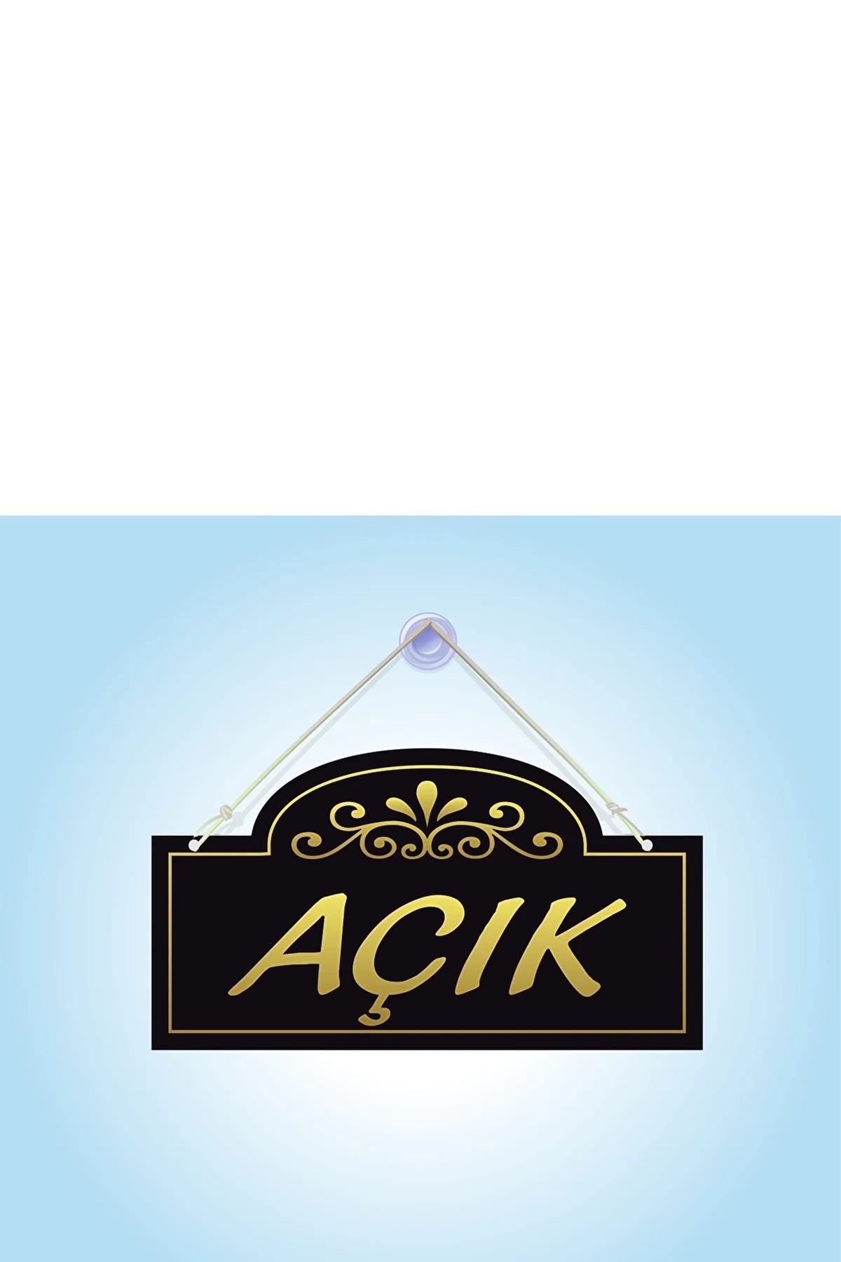 GÜNEŞ LAZER-OPEN CLOSED TEXT BLACK PLEXY GOLD MIRRORED EMBOSSED PLEXY 1