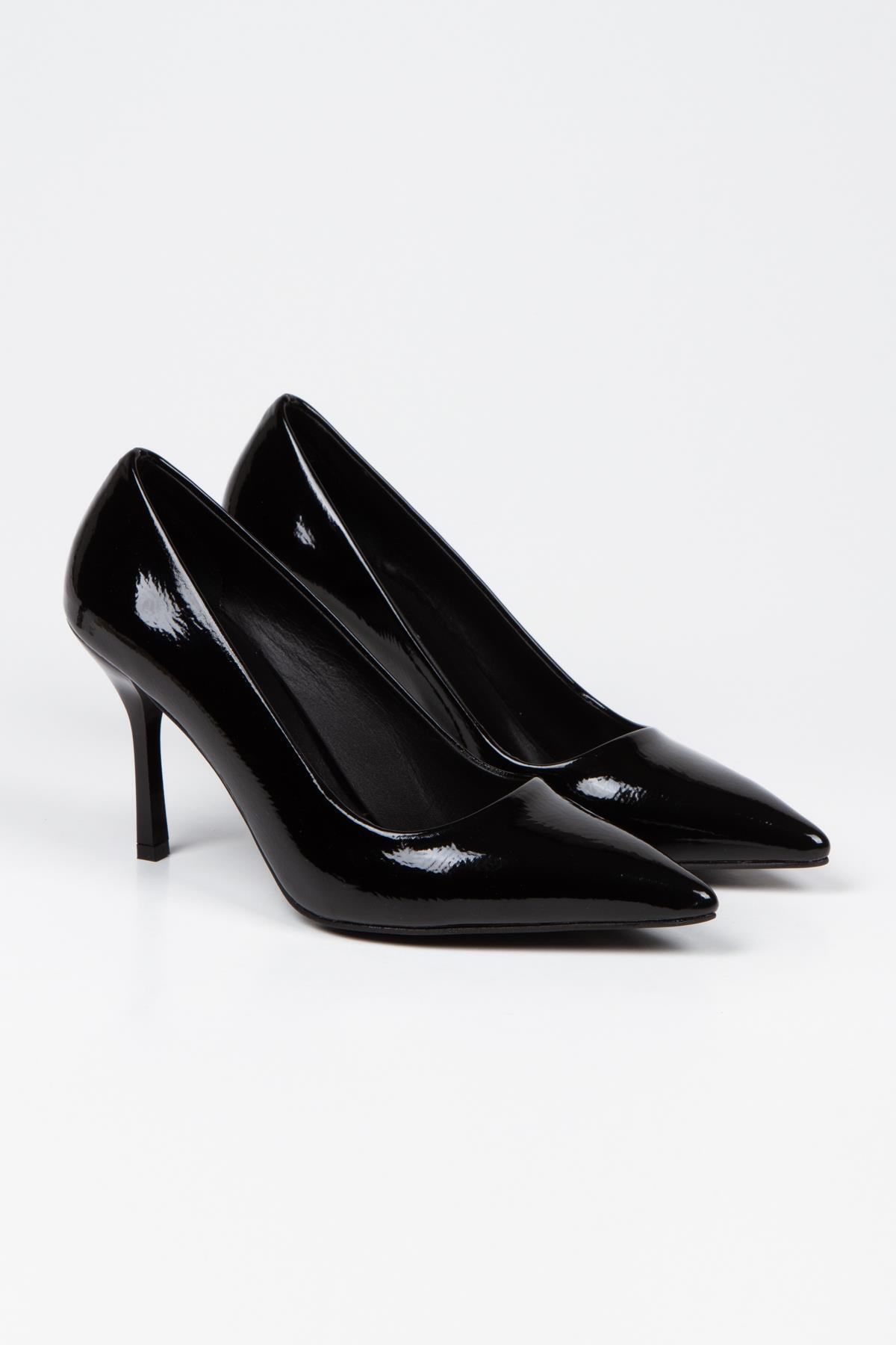 BELARVS-Women's Patent Leather Black Heeled Stiletto Shoes (Inner Lining Leather) 4