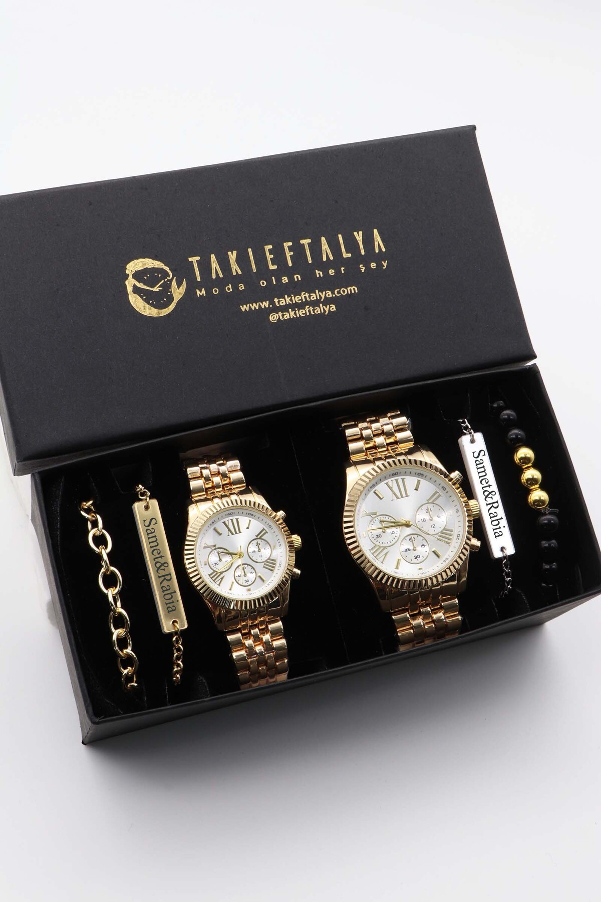 Northwatch Kişiye Özel Siyah Çift Saati, Çift Bileklik - Sevgili Kombini - Saat Seti