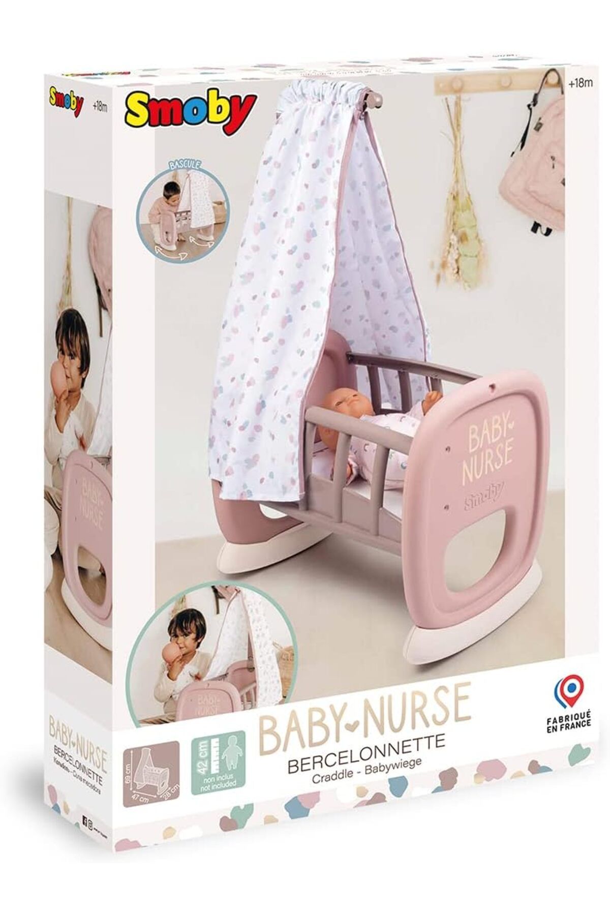 Smoby-220373 Model Baby Cradle and Baby Cradle with Mosquito Net 6