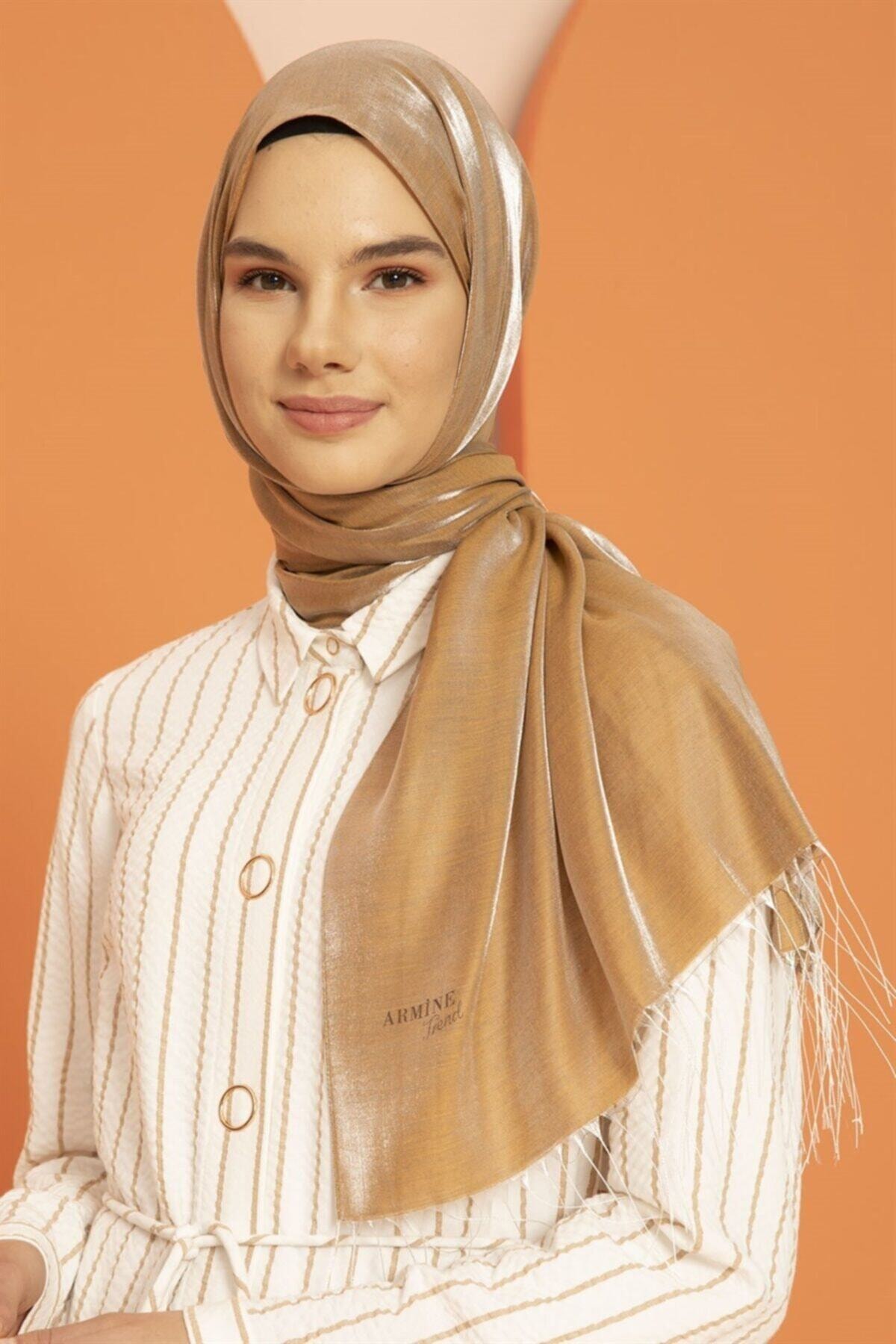 شال زنانه قهوه ای آرمینه | S00OA0444059-2362 اورجینال - تصویر 2