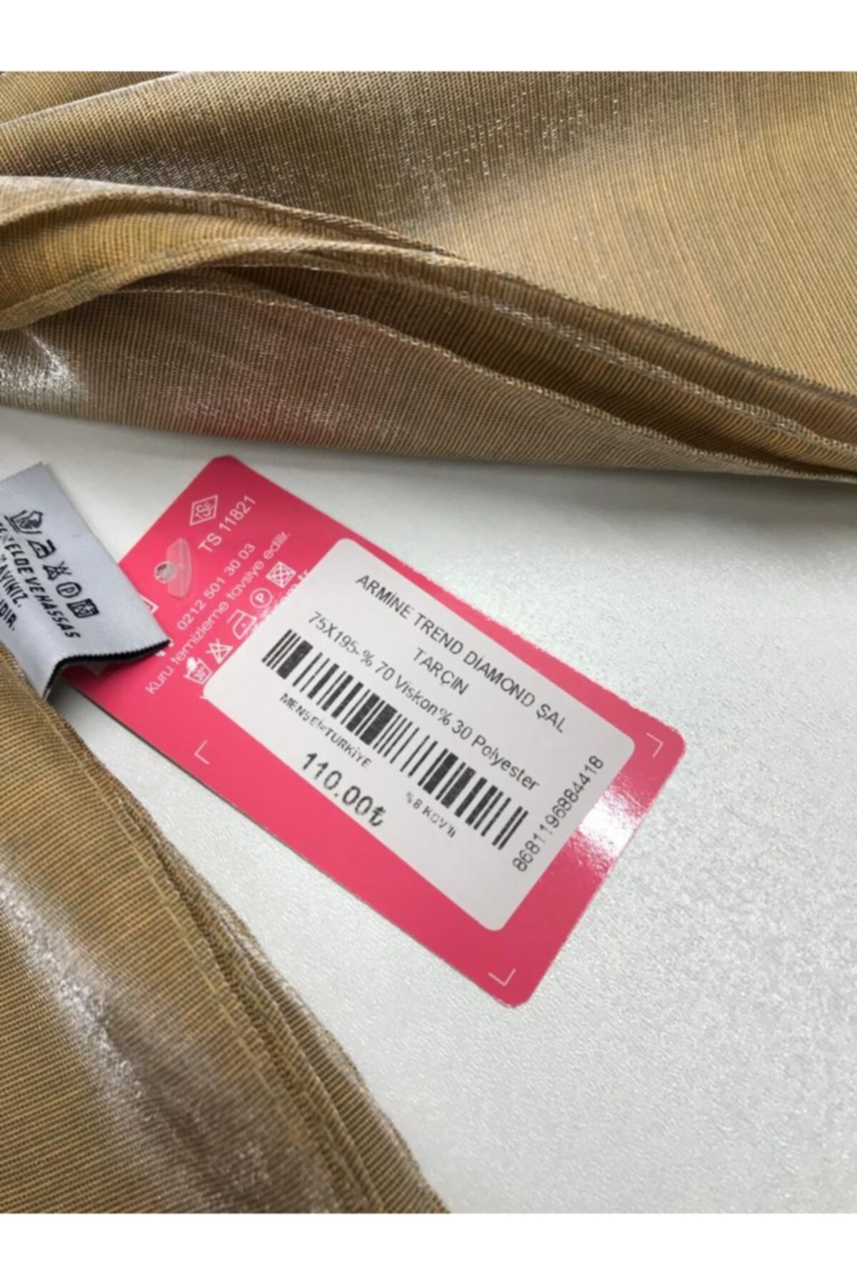 شال زنانه قهوه ای آرمینه | S00OA0444059-2362 اورجینال - تصویر 5