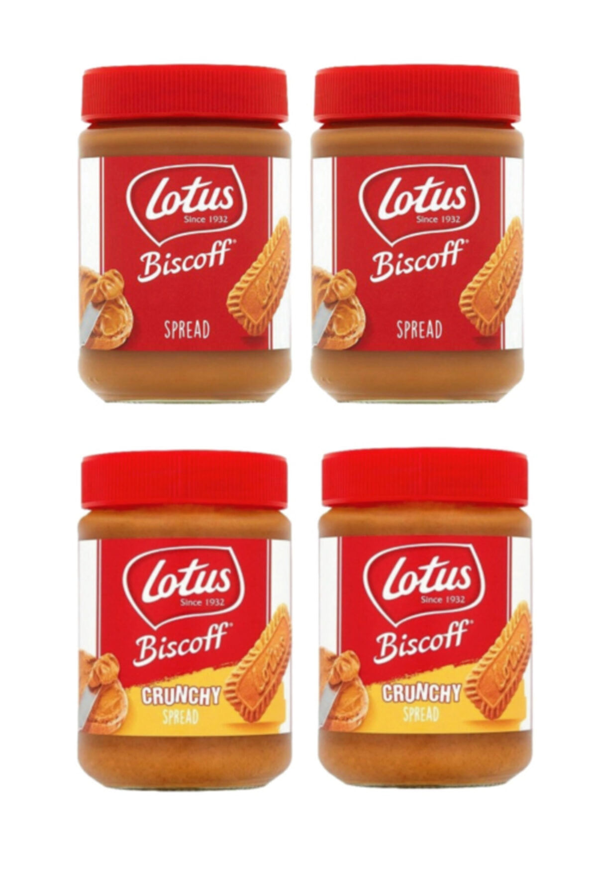 Lotus Biscoff Spread 2'li Bisküvi Kreması+ Crunchy 2'li Bisküvi Kreması 4'lü Kampanya