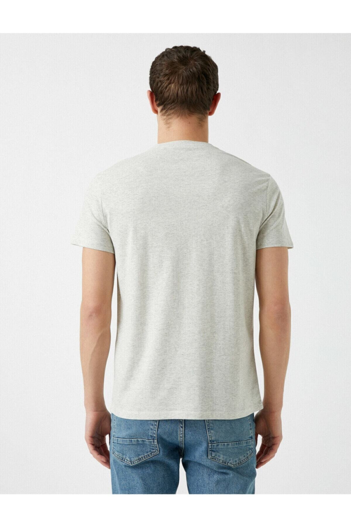 تیشرت مردانه خاکستری کوتون | 1YAM11501HK اورجینال - تصویر 4