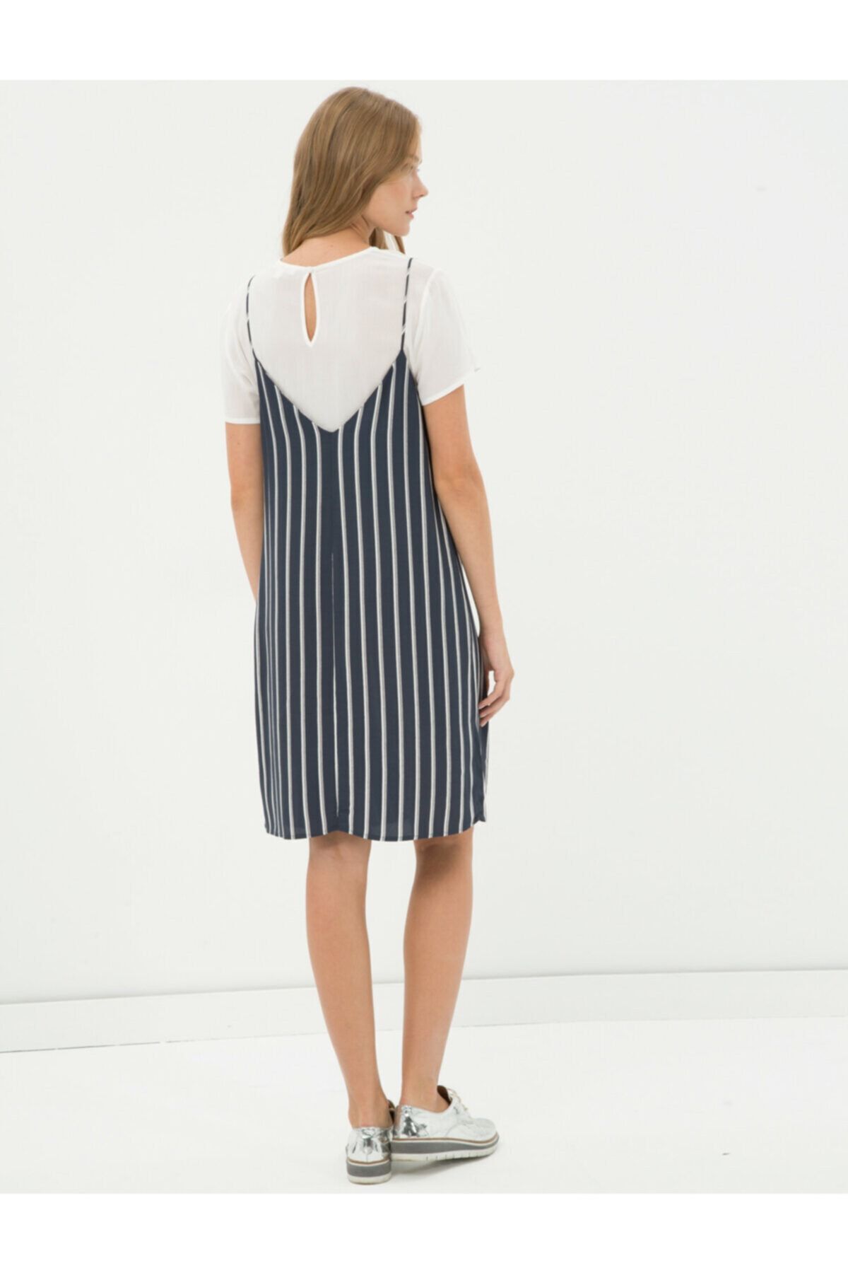 Koton-Rochie cu dungi bleumarin pentru femei 7KAK88146PW 3
