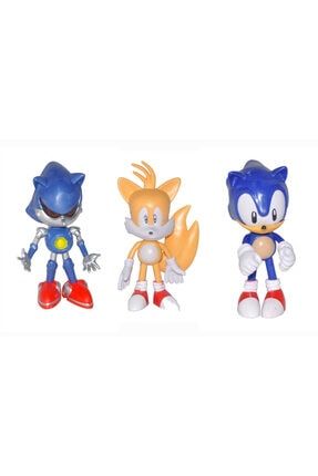 928-3 Sonic Hedgehog Eklemli Koleksiyon Figür Oyuncak Seti Kirpi Sonic Metal Sonic Miles Tails Büyük 928-3-KSMSMT