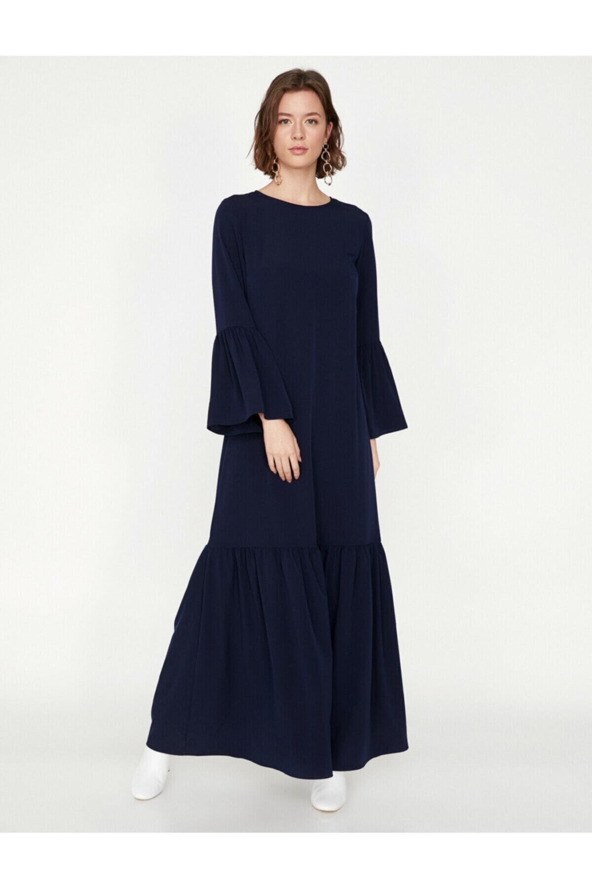 Koton-Women's Navy Blue Ruffle Detailed Dress 2