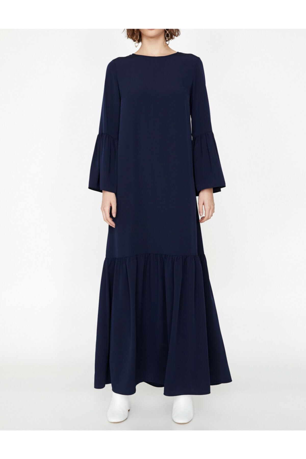 Koton-Women's Navy Blue Ruffle Detailed Dress 3