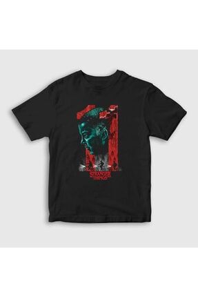 Unisex Çocuk Siyah Eleven Stranger Things T-shirt 218499tt