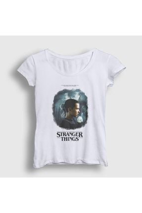 Kadın Beyaz Shadow Stranger Things T-shirt 219619tt