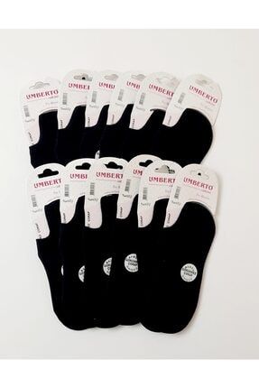 Kadın Siyah Bambu Görünmez Sneakers Çorap 12 Adet 217-12LI